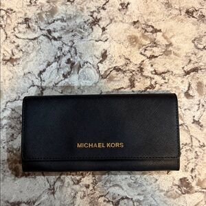 Michael Kors Black Wallet with Gold Logo